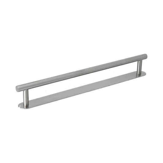 304 Stainless Steel Towel Rack, a brushed silver single-rod bar with two support posts and a flat mounting plate