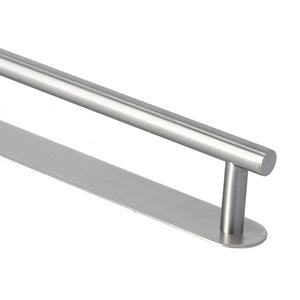304 Stainless Steel Towel Rack, brushed silver single-rod towel bar with a slim rail and flat mounting plate