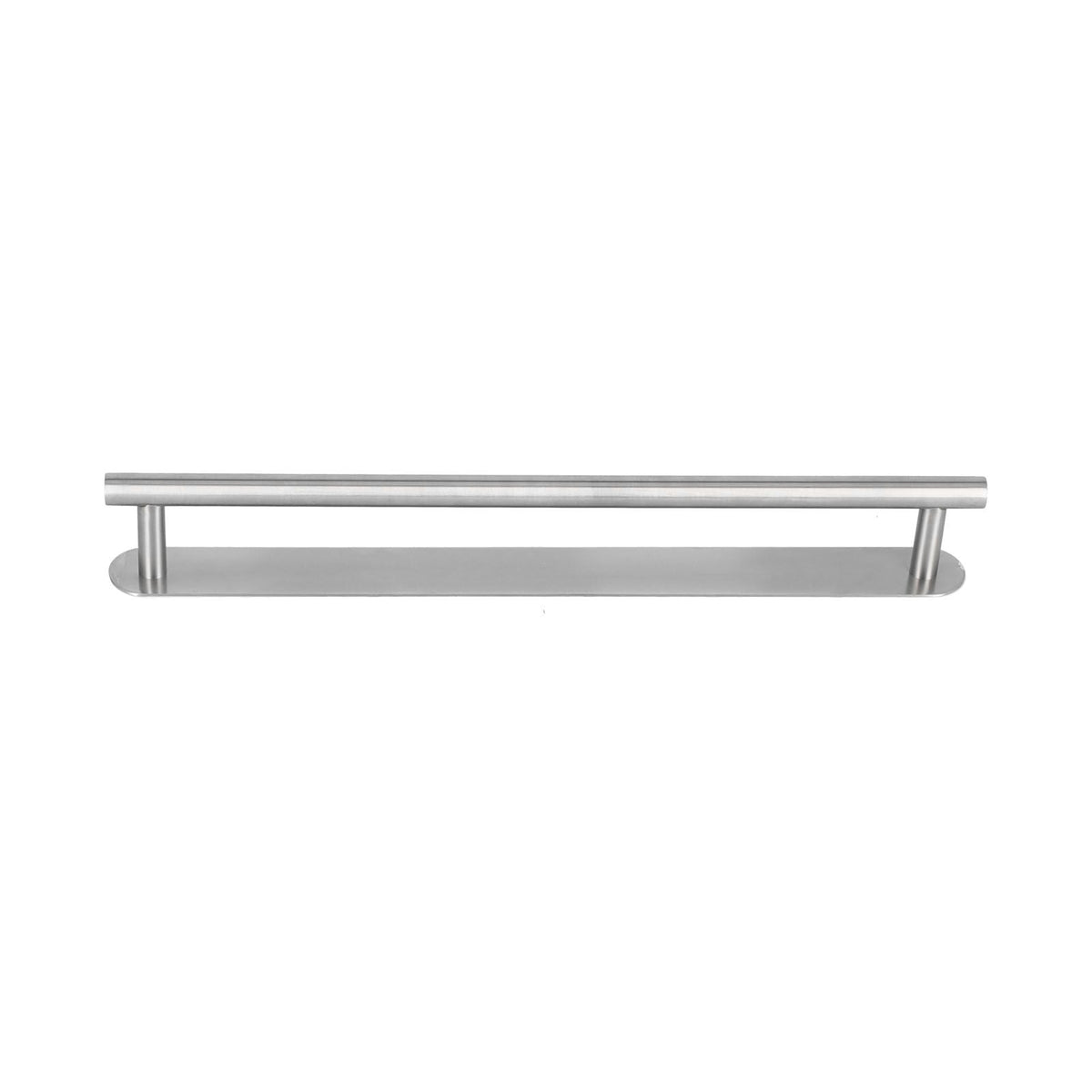 304 Stainless Steel Towel Rack, brushed silver single rod towel bar with two curved supports and rounded ends