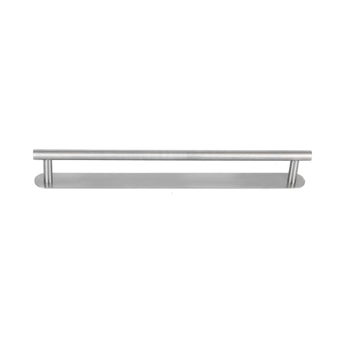 304 Stainless Steel Towel Rack, brushed silver single rod towel bar with two curved supports and rounded ends