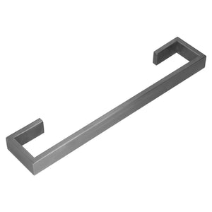 40cm Bath Towel Holder, angular brushed silver metal bar with square wall-mount brackets and an open-ended design