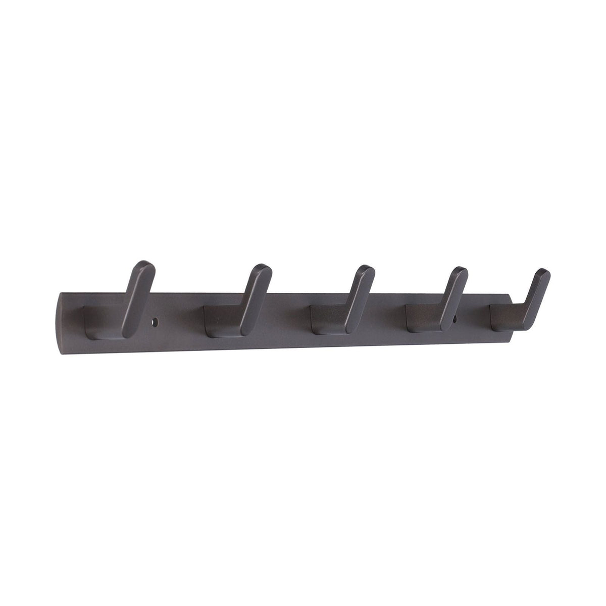 45cm Row Hook rail in dark grey matte aluminium alloy with five angled hooks on a slim wall-mounted strip