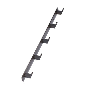 45cm Row Hook rail in dark grey metal with a slim strip and five evenly spaced rectangular hooks