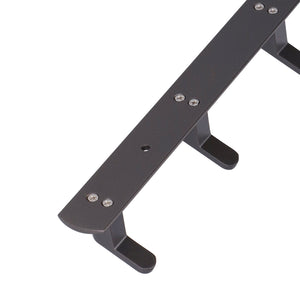 45cm Row Hook in dark grey metal with a slim rail and three broad projecting hooks, shown with visible screw heads