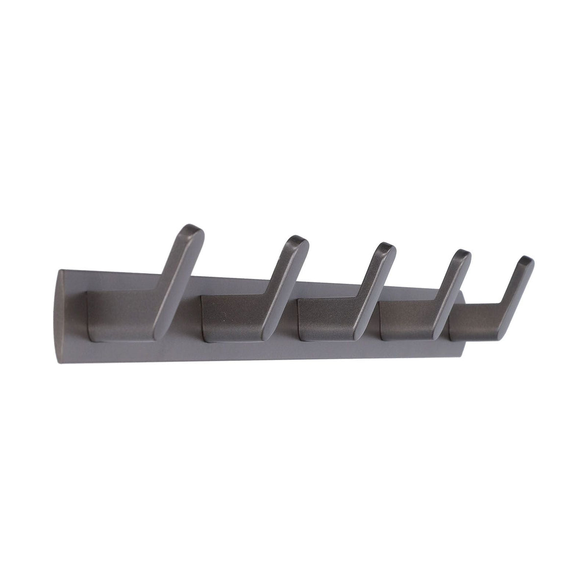 45cm Row Hook in grey aluminium alloy with five angled hooks and a slim rectangular mounting rail