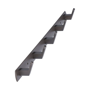 45cm Row Hook rail in dark grey aluminium alloy with five evenly spaced angular hooks and a slim wall-mount strip