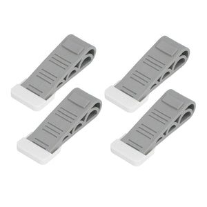 4PCS Stacked Door Stop set with four gray plastic wedges, ribbed tops and white rubber non-slip ends