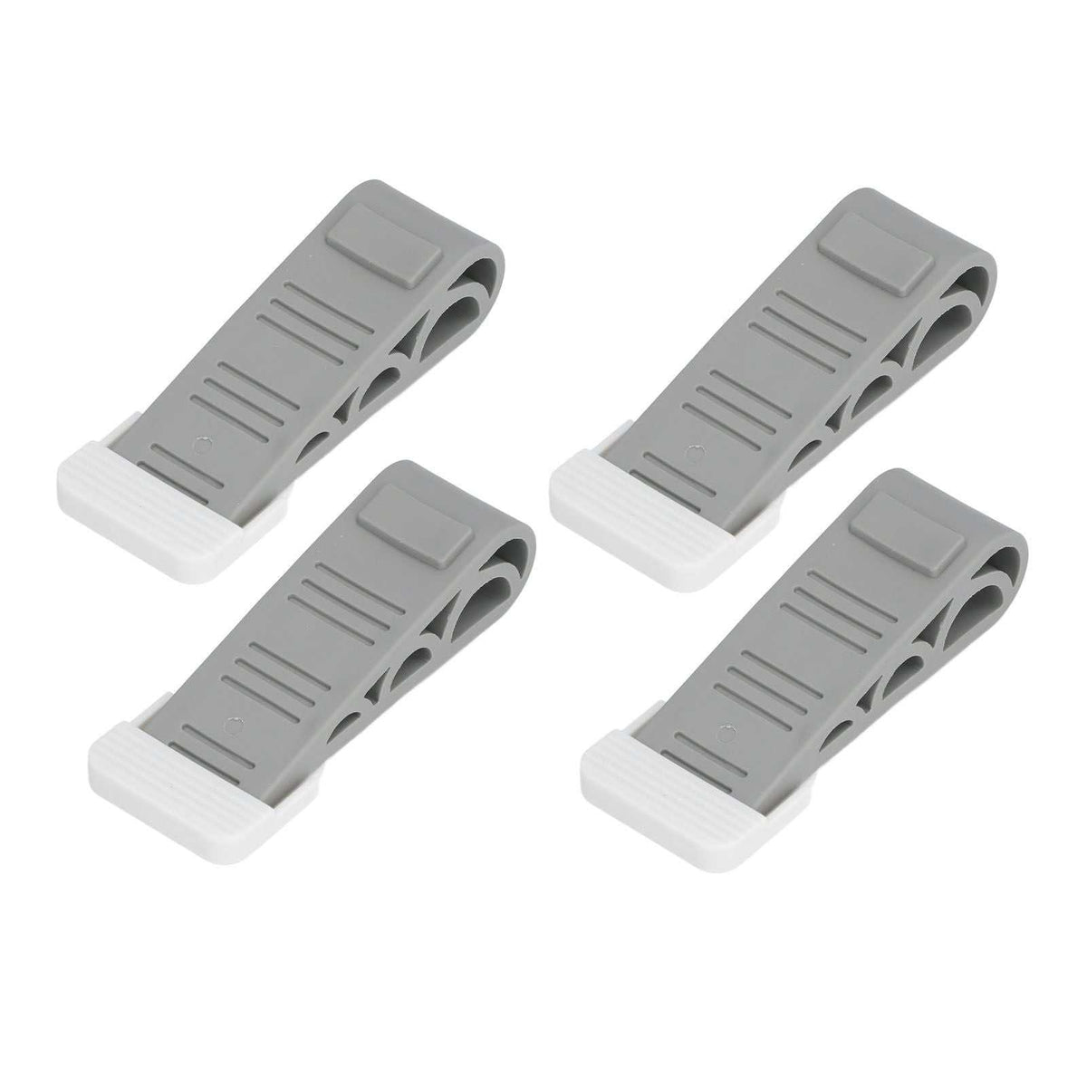 4PCS Stacked Door Stop set with four gray plastic wedges, ribbed tops and white rubber non-slip ends