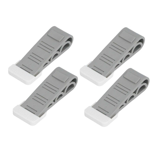 4PCS Stacked Door Stop set with four gray plastic wedges, ribbed tops and white rubber non-slip ends