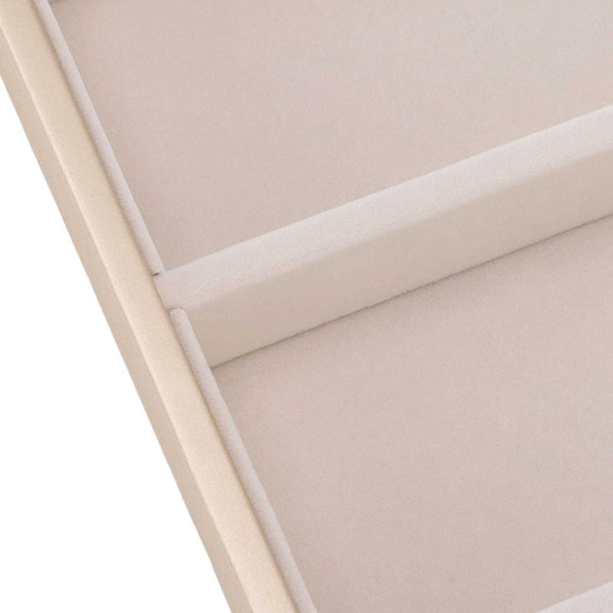 5 grid glasses case in beige leather with a soft-lined interior and divided storage compartment