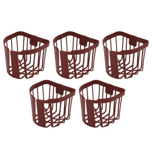 5pcs Hollow Tissue Box Holder set in reddish-brown plastic, featuring five open wire-style baskets with curved lattice sides