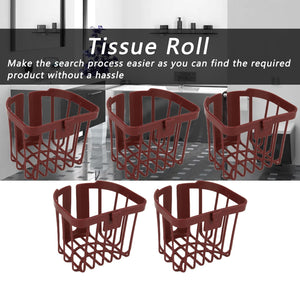 5pcs Hollow Tissue Box Holder in dark brown plastic, with an open slatted basket design for holding tissue rolls