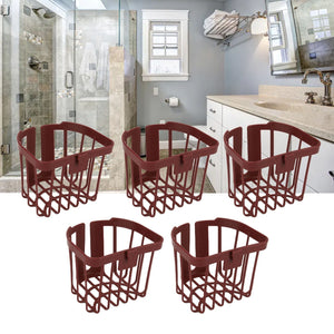 5pcs Hollow Tissue Box Holder in brown plastic, with five open-sided ventilated baskets and a rounded rectangular shape