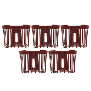 5pcs Hollow Tissue Box Holder, a set of five dark brown plastic holders with open slatted sides and front tissue slots
