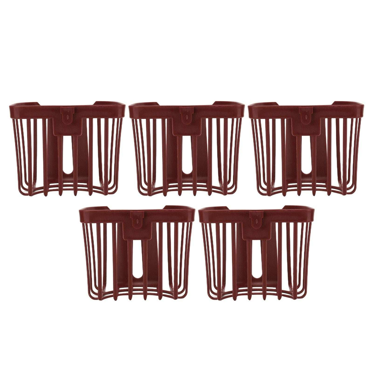 5pcs Hollow Tissue Box Holder, a set of five dark brown plastic holders with open slatted sides and front tissue slots