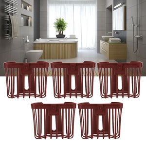 5pcs Hollow Tissue Box Holder in reddish-brown plastic, with open slatted sides and a central wall-mounting tab