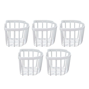 5pcs Hollow Tissue Box Holder set of five white plastic open-frame baskets with rounded rims and vertical slats