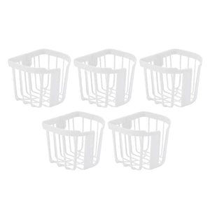 5pcs Hollow Tissue Box Holder set of five white plastic open-grid baskets with rounded rectangular rims and slatted sides