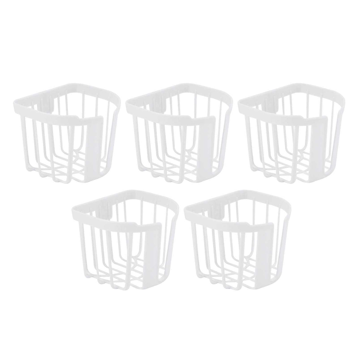 5pcs Hollow Tissue Box Holder set of five white plastic open-grid baskets with rounded rectangular rims and slatted sides