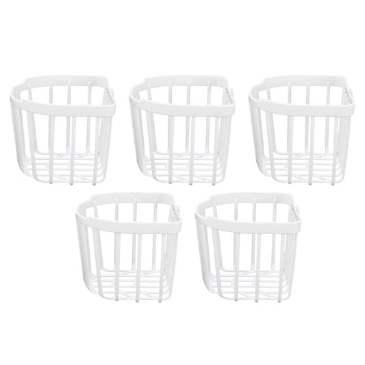 5pcs Hollow Tissue Box Holder set of five white plastic open-wire baskets with slatted sides and bases