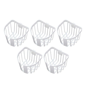 5pcs Hollow Tissue Box Holder set of five white plastic open-wire baskets with ventilated hollow sides