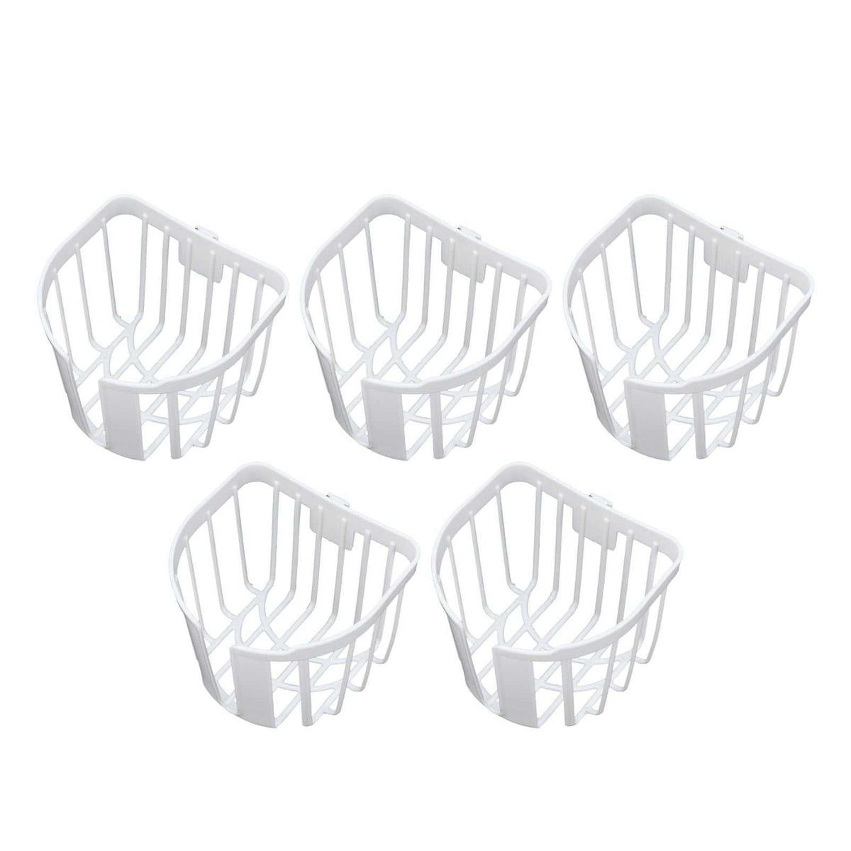 5pcs Hollow Tissue Box Holder set of five white plastic open-wire baskets with ventilated hollow sides