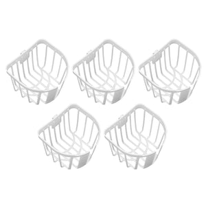 5pcs Hollow Tissue Box Holder in white plastic, featuring open ventilated wire-style baskets and adhesive wall mounts