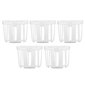 5pcs Hollow Tissue Box Holder set in white plastic, featuring five open, ventilated holders with slatted sides
