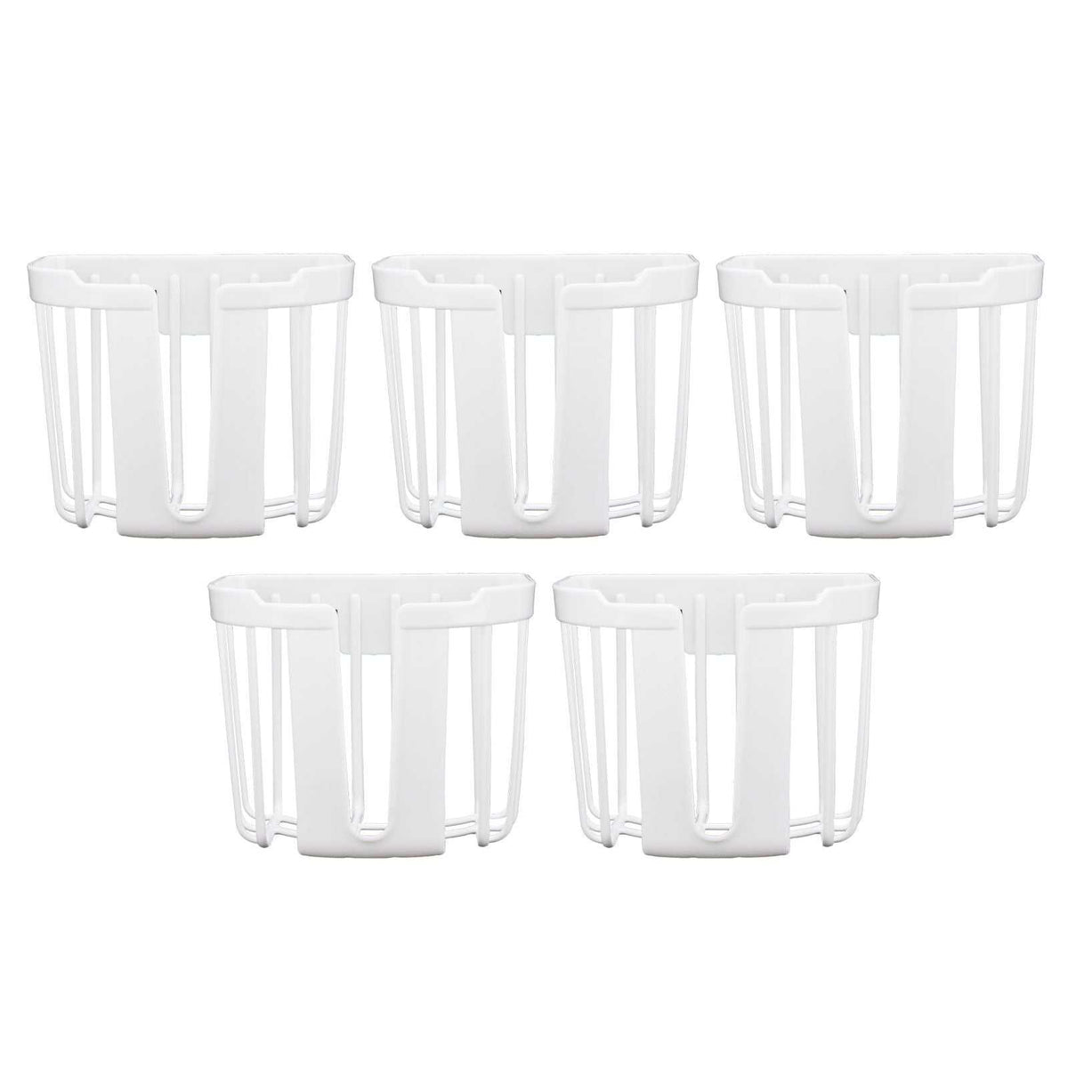 5pcs Hollow Tissue Box Holder set in white plastic, featuring five open, ventilated holders with slatted sides