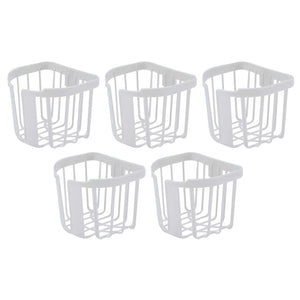 5pcs Hollow Tissue Box Holder set in white plastic, featuring five open, ventilated wire-style baskets with rounded corners
