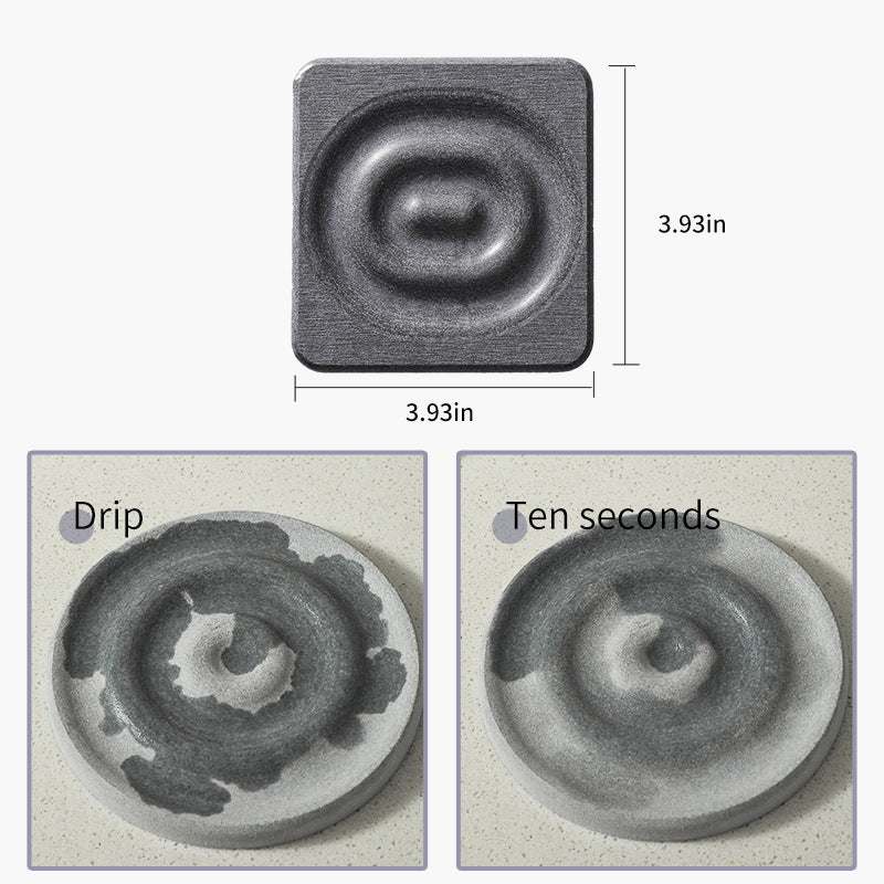 6-Pack Dark Grey Instant Dry diatomite coaster shown in dark grey textured stone with water-absorbing surface and round form