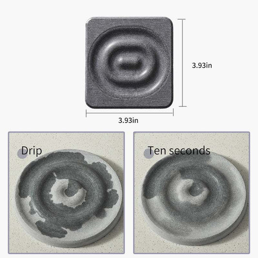6-Pack Dark Grey Instant Dry diatomite coaster shown in dark grey textured stone with water-absorbing surface and round form