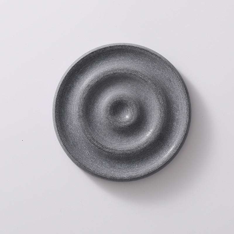 6-Pack Dark Grey Instant Dry round stone coaster with a textured surface and raised circular center for absorbing drips.