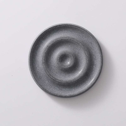 6-Pack Dark Grey Instant Dry round stone coaster with a textured surface and raised circular center for absorbing drips.