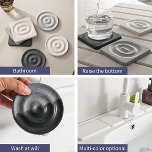 6-Pack Dark Grey Instant Dry stone coasters shown as square and round textured mats, with raised concentric grooves