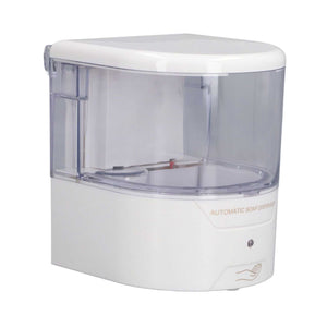600ml Automatic Soap Dispenser with a white ABS body, clear plastic reservoir and touchless sensor dispensing feature