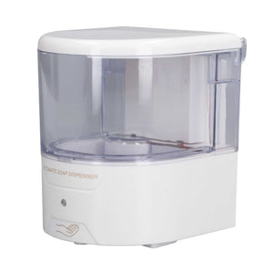 600ml Automatic Soap Dispenser with a white ABS body, clear plastic reservoir and touchless sensor symbol on the front