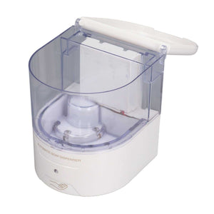 600ml Automatic Soap Dispenser with a white ABS base, clear plastic tank, and curved top lid