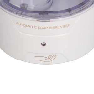 600ml Automatic Soap Dispenser in white plastic with a transparent tank, sensor indicator and hand symbol on the front