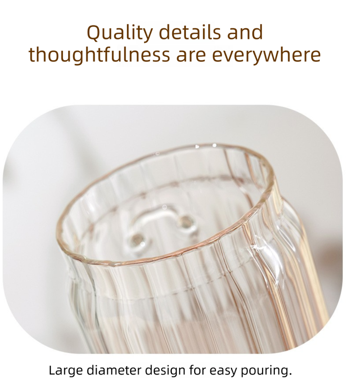 600ml Premium Borosilicate Glass storage jar with a clear, ribbed cylindrical body and wide mouth for easy pouring