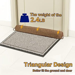 Weighted Door Draft Stopper in brown textured fabric, shown as a long cylindrical weighted barrier with loops at each end