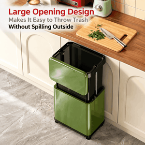 20L Height-Adjustable Rubbish Bin with Wheels – White
