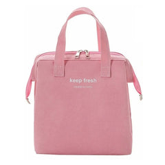 Insulated Lunch Bag – Waterproof Oxford Cloth, Metal Zipper, Multiple Pockets, Portable (Pink)