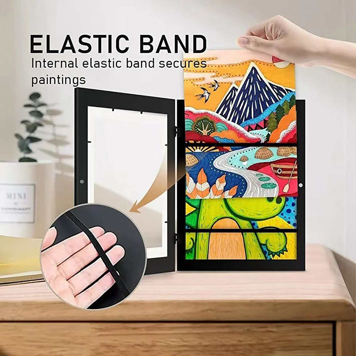 Children's Wooden Art Display Frame – A4 Size, Horizontal & Vertical, 33x24cm