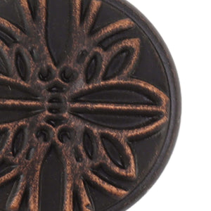 Bathroom Towel Hook Copper with a dark bronze finish, featuring a round floral embossed wall plate and curved hook