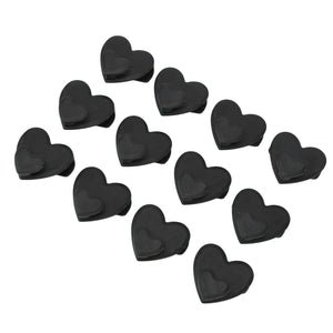 12pcs Clothes Hanger connector hooks in black plastic, each with a distinctive heart-shaped design for cascading hangers.