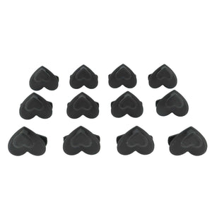 12pcs Clothes Hanger connector hooks in black plastic, with a distinctive heart-shaped top and compact curved design