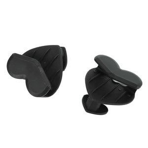 12pcs Clothes Hanger connector hooks in black plastic, with grooved bodies and curved clips for cascading hangers