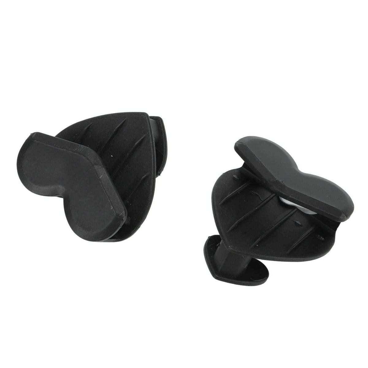 12pcs Clothes Hanger connector hooks in black plastic, with grooved bodies and curved clips for cascading hangers