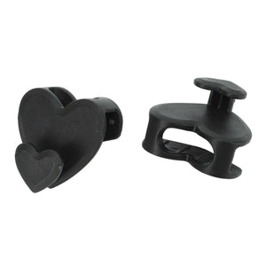 12pcs Clothes Hanger set of black plastic connector hooks, with a distinctive heart-shaped hook and a clip-style design